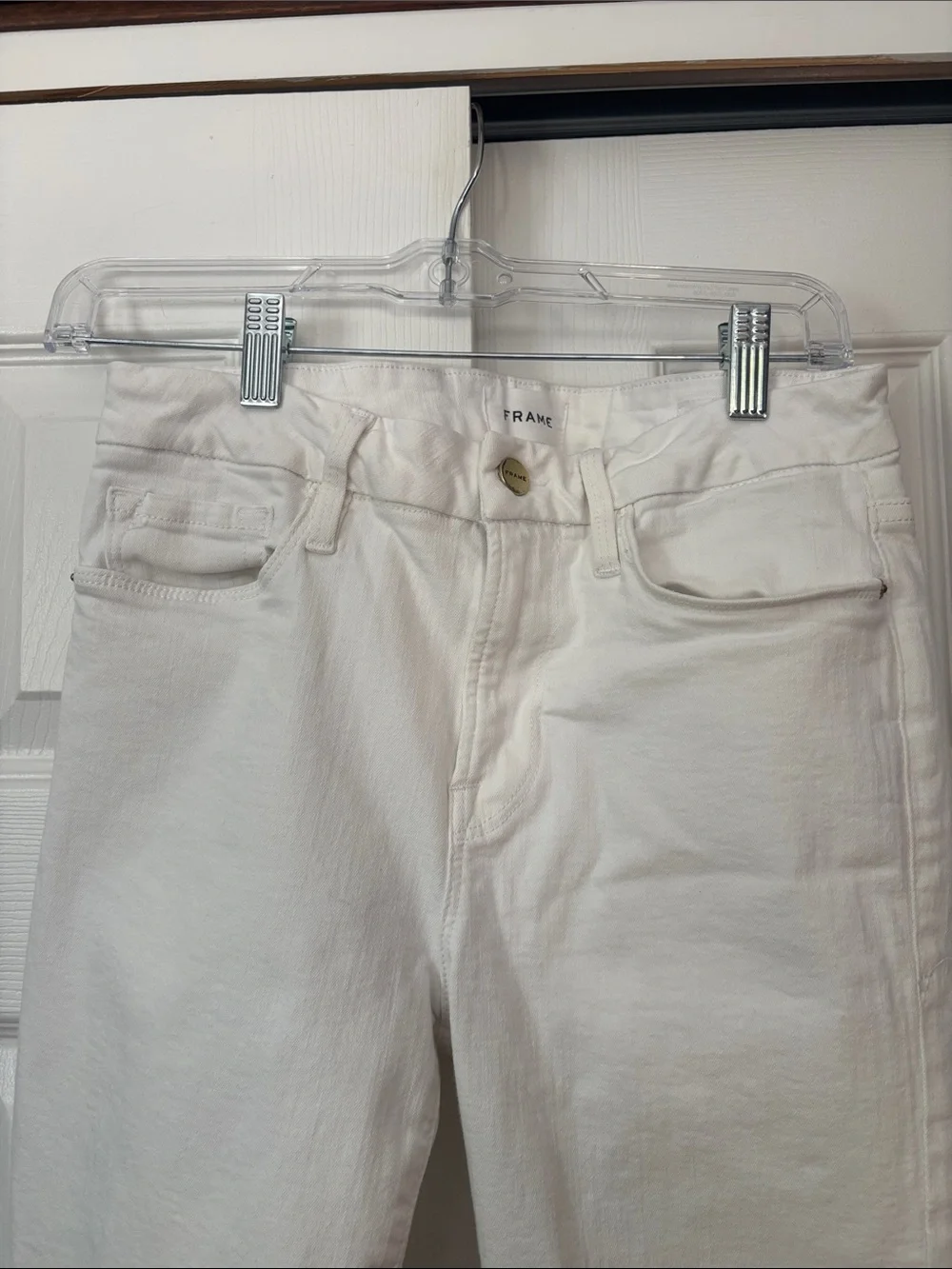Frame Le Crop Mini Boot White Jeans Size 28